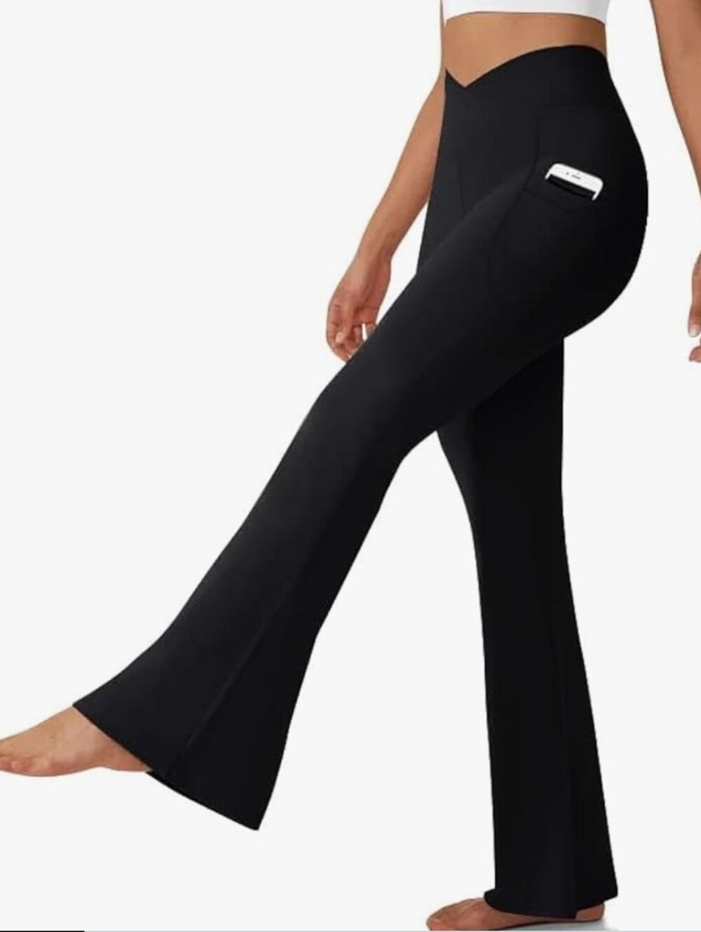 Flare Leggings with Pockets Crossover High Waisted Bootcut Yoga Pants